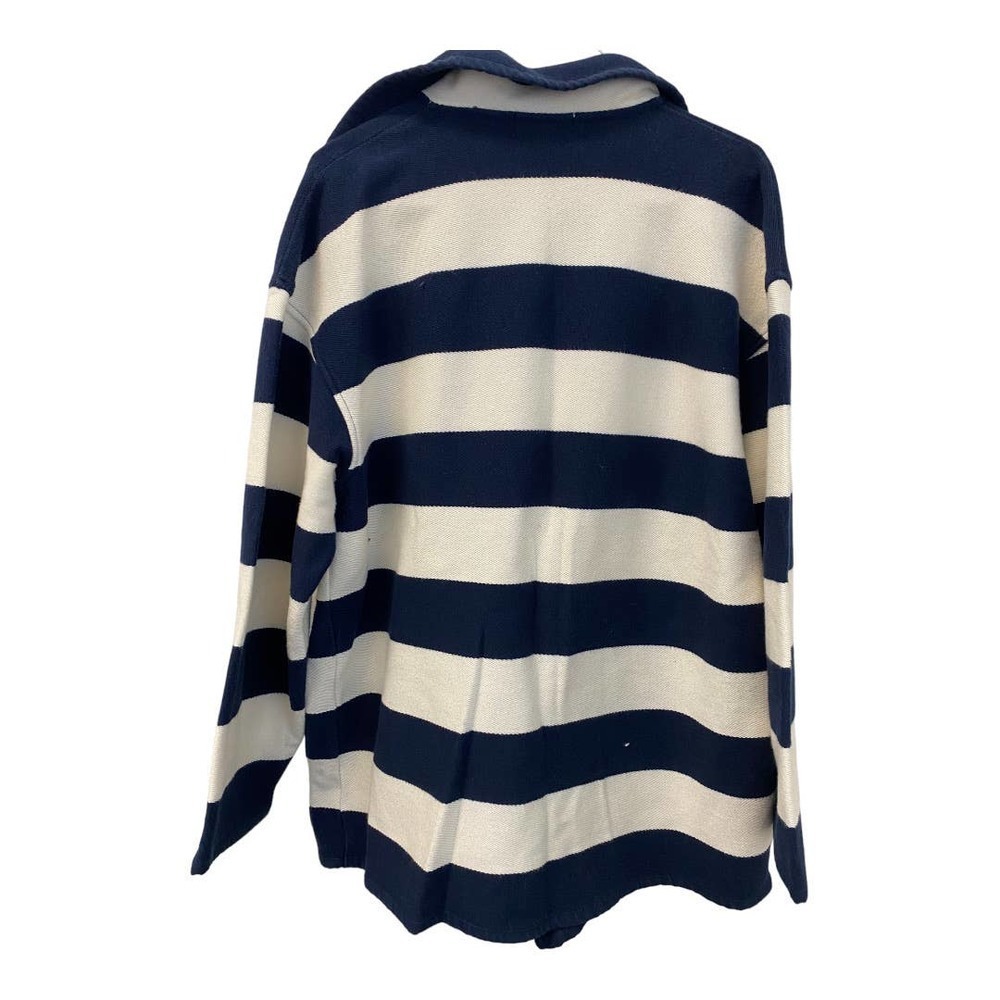 Jones New York Sports Jacket LARGE Womens Striped 100% Cotton Navy Blue White - Picture 4 of 7